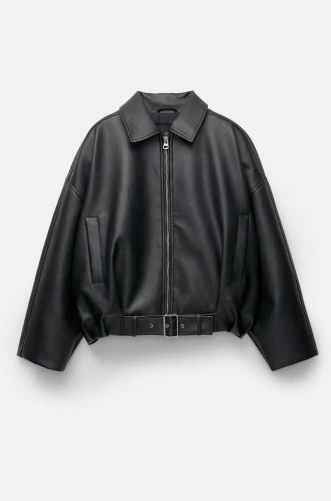 NOVATA ARIA Chaqueta de cuero estilo oversize