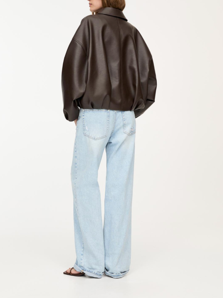 NOVATA ARIA Chaqueta de cuero estilo oversize