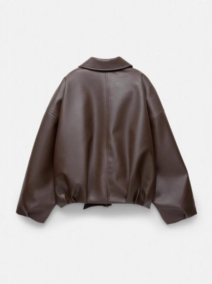 NOVATA ARIA Chaqueta de cuero estilo oversize