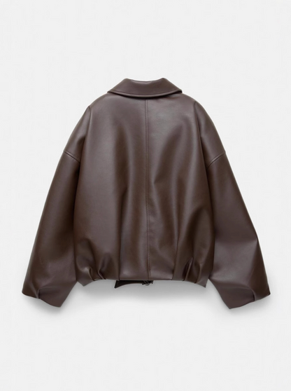 NOVATA ARIA Chaqueta de cuero estilo oversize