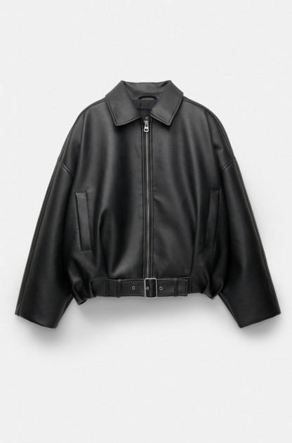 NOVATA ARIA Chaqueta de cuero estilo oversize
