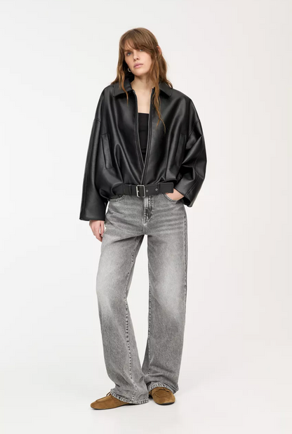 NOVATA ARIA Chaqueta de cuero estilo oversize